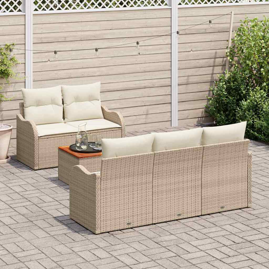 Garten-Sofa-Set mit Kissen 6 pcs Beige, Creme 55 x 55 x 37 cm