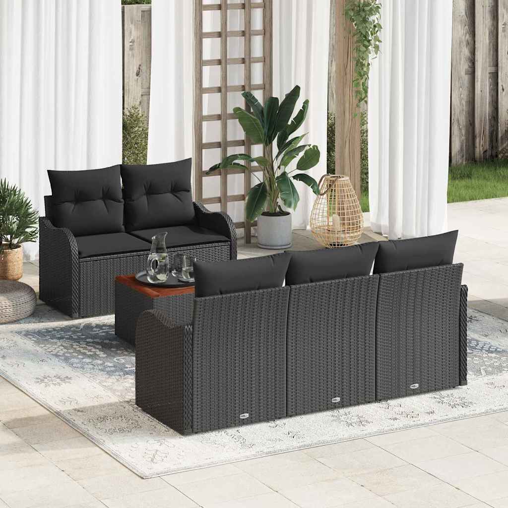 Garten-Sofa-Set mit Kissen 6 pcs Schwarz 55 x 55 x 37 cm