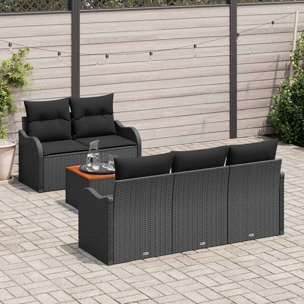 Garten-Sofa-Set mit Kissen 6 pcs Schwarz 55 x 55 x 37 cm