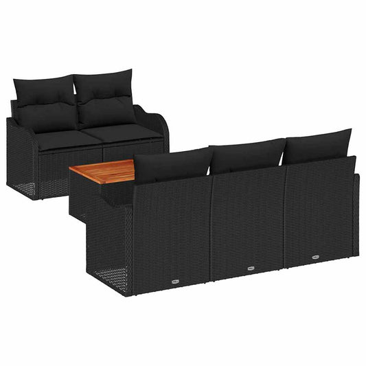 Garten-Sofa-Set mit Kissen 6 pcs Schwarz 55 x 55 x 37 cm