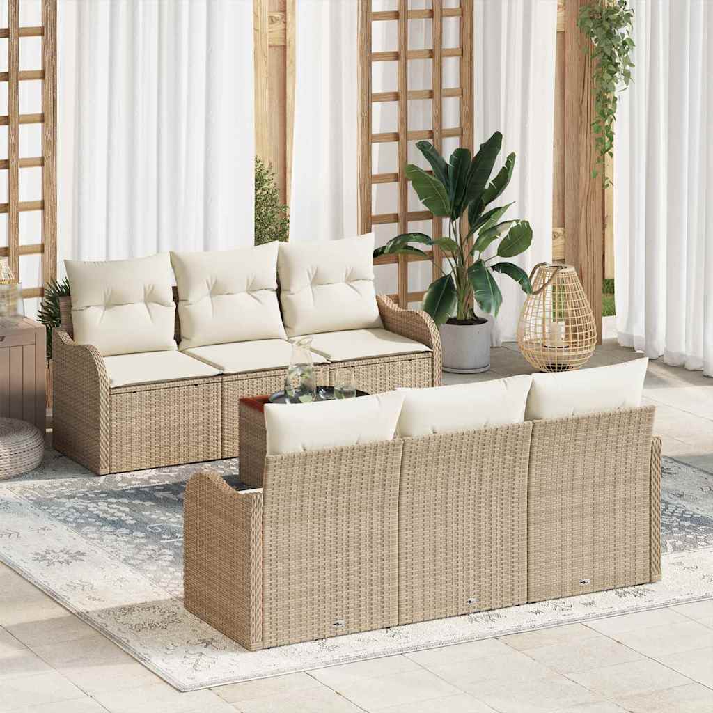 Garten-Sofa-Set 7 pcs Beige und Weiß