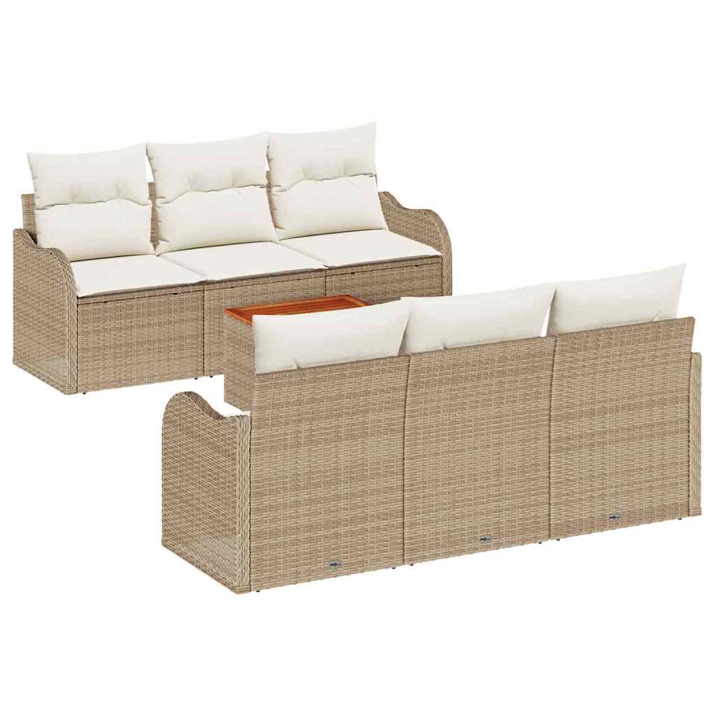 Garten-Sofa-Set 7 pcs Beige und Weiß