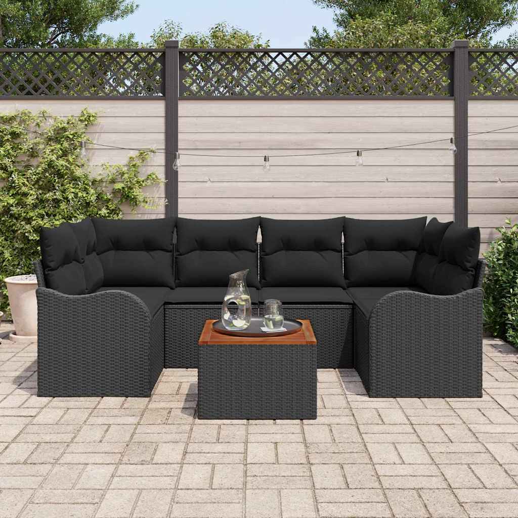 Garten-Sofa-Set 7 pcs Schwarz