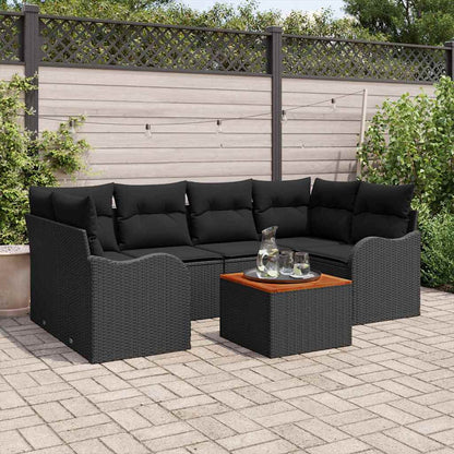 Garten-Sofa-Set 7 pcs Schwarz