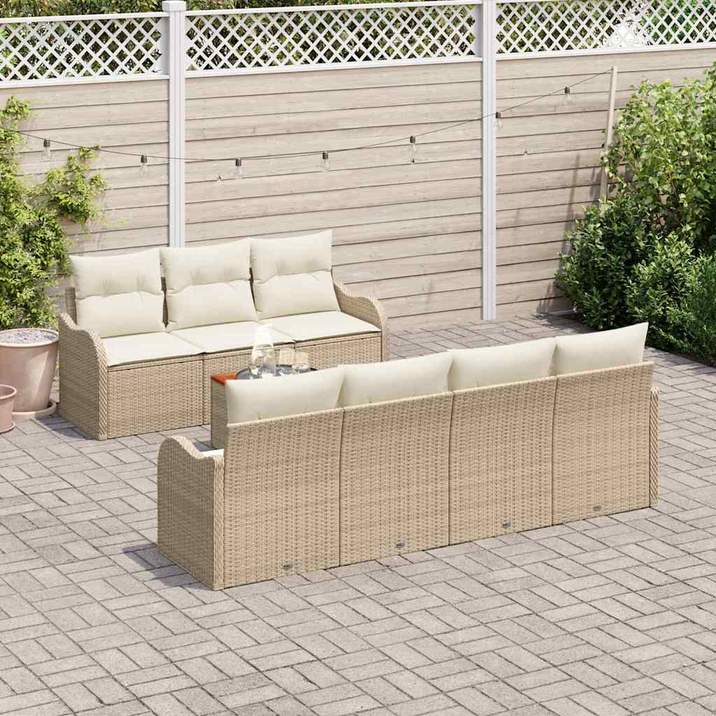 Garten-Sofa-Set 8 pcs Beige und Weiß