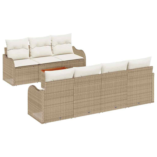 Garten-Sofa-Set 8 pcs Beige und Weiß