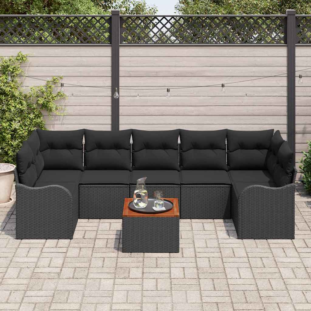 Garten-Sofa-Set 8 pcs Schwarz