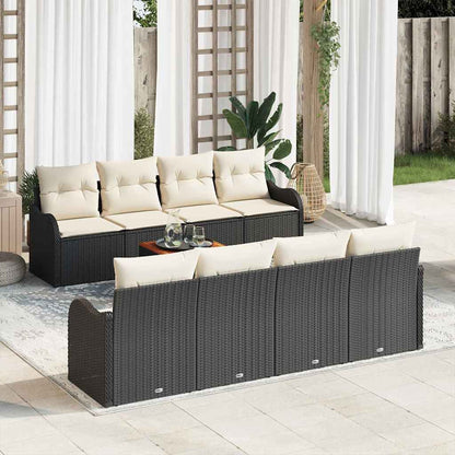 Garten-Sofa-Set 9 pcs Schwarz und Weiß