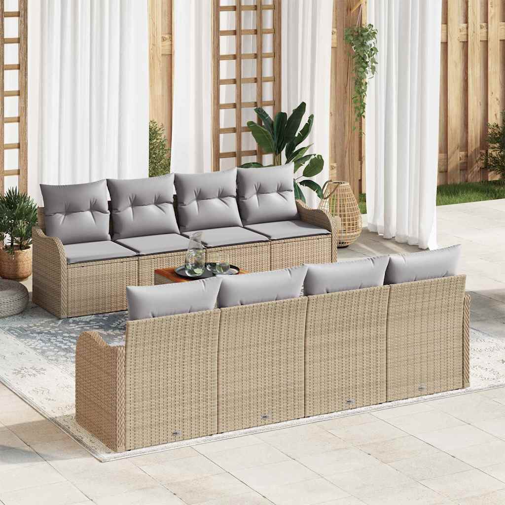 Garten-Sofa-Set 9 pcs Beige und Hellgrau