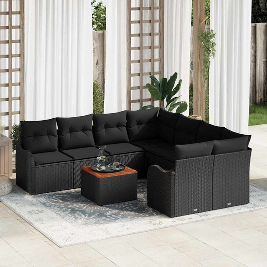 Garten-Sofa-Set 9 pcs Schwarz