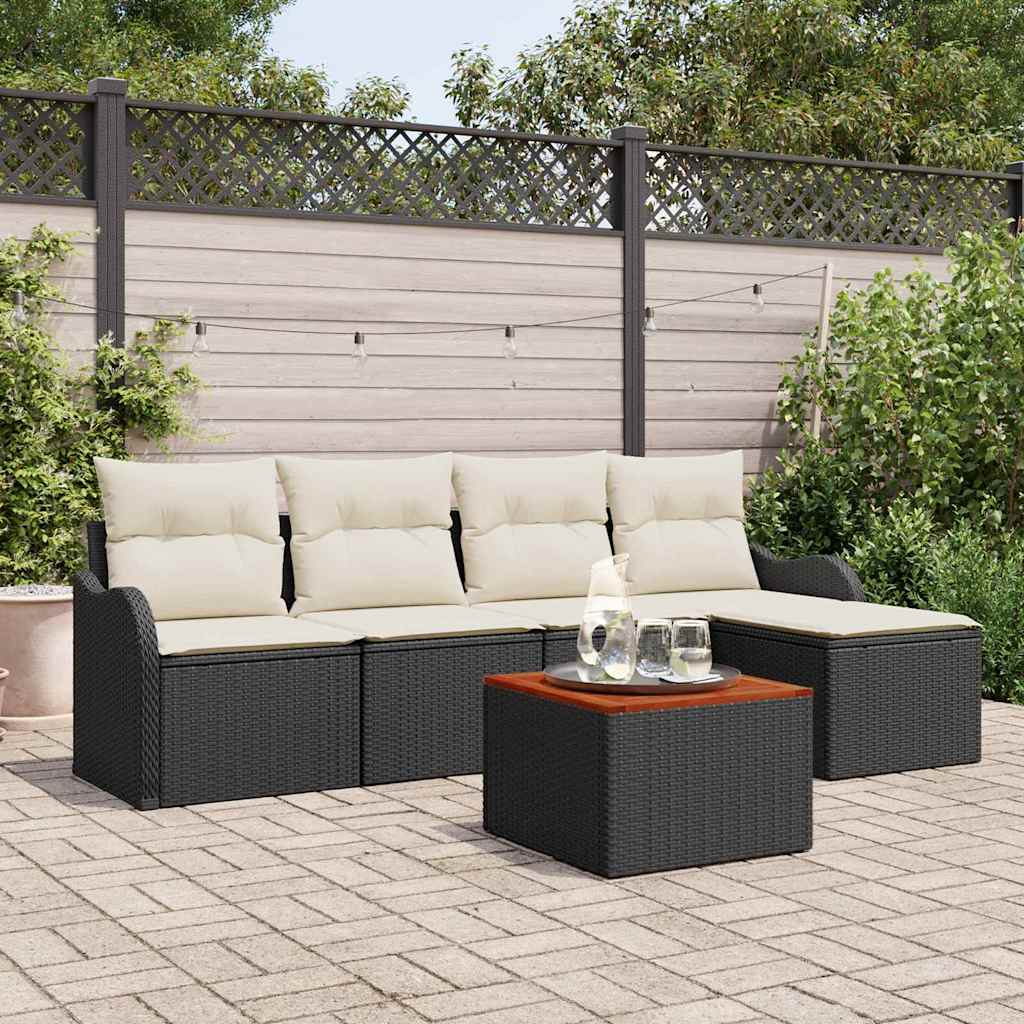 Garten-Sofa-Set 6 pcs Schwarz und Weiß