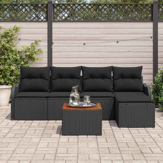 Garten-Sofa-Set 6 pcs Schwarz