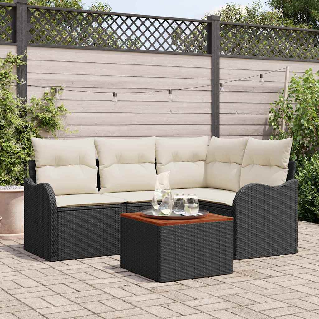 Garten-Sofa-Set 5 pcs Schwarz und Weiß