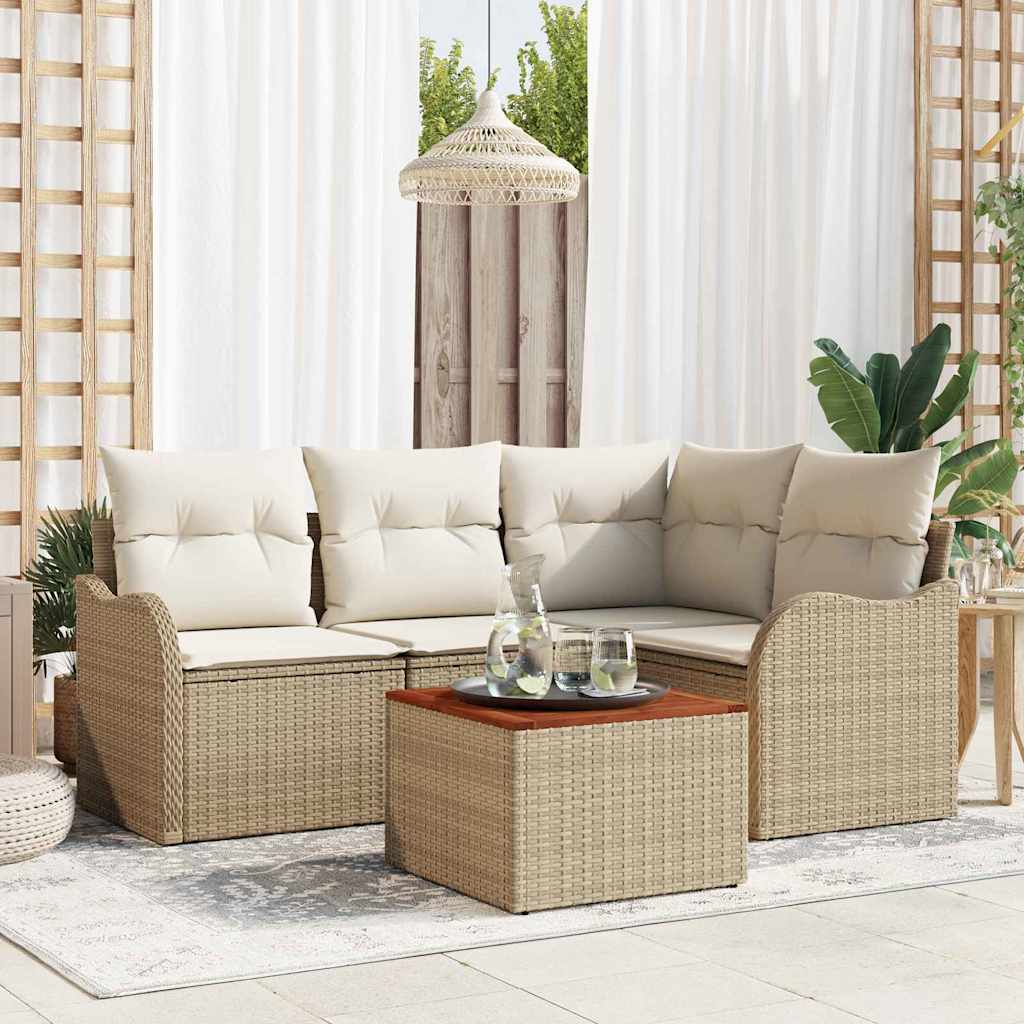 Garten-Sofa-Set 5 pcs Beige und Weiß