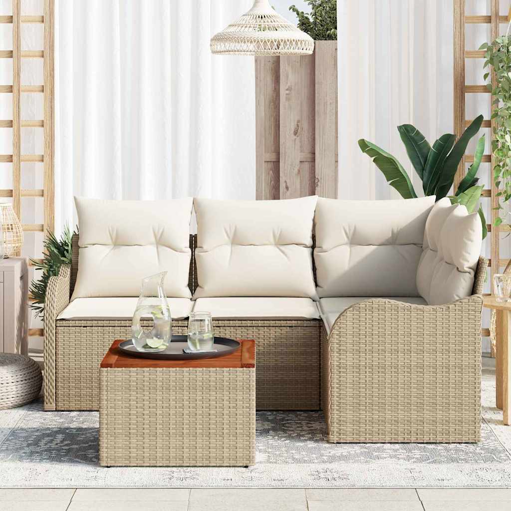 Garten-Sofa-Set 5 pcs Beige und Weiß