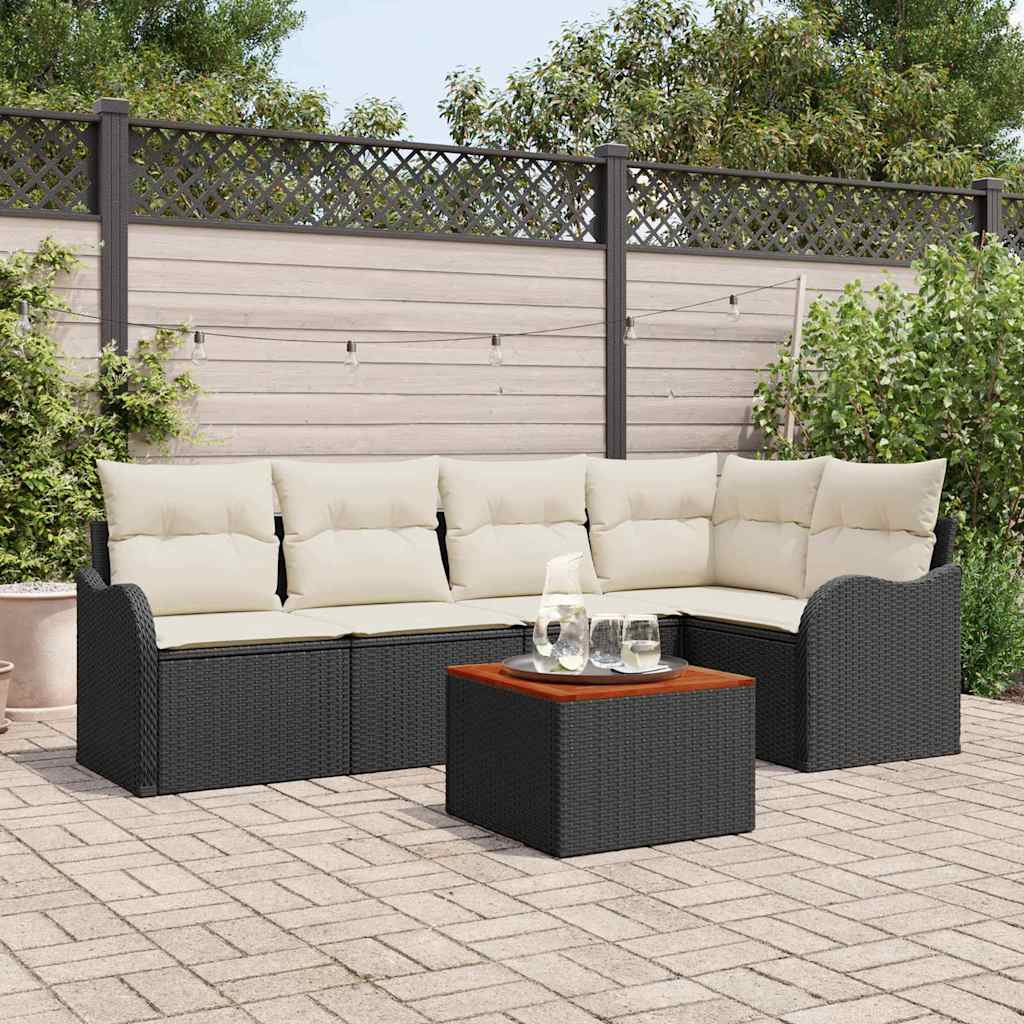 Garten-Sofa-Set 6 pcs Schwarz und Weiß