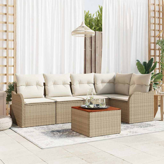 Garten-Sofa-Set 6 pcs Beige und Weiß