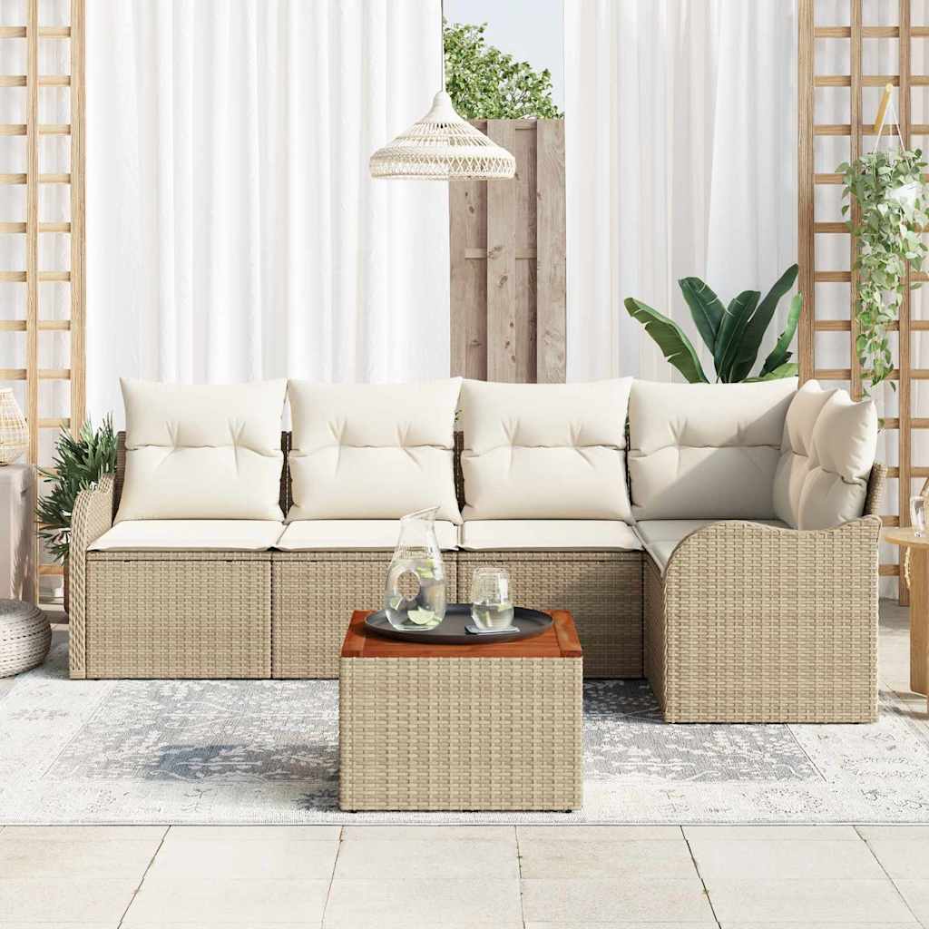 Garten-Sofa-Set 6 pcs Beige und Weiß