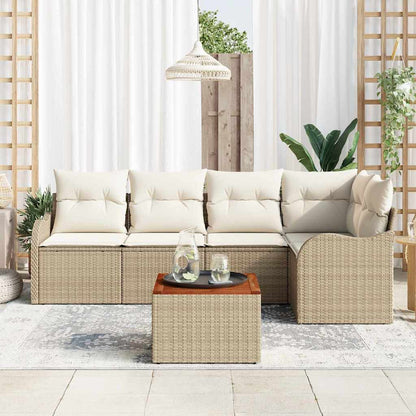 Garten-Sofa-Set 6 pcs Beige und Weiß