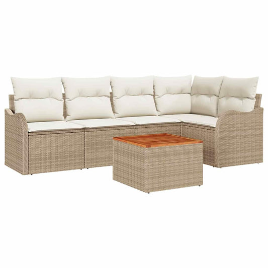 Garten-Sofa-Set 6 pcs Beige und Weiß