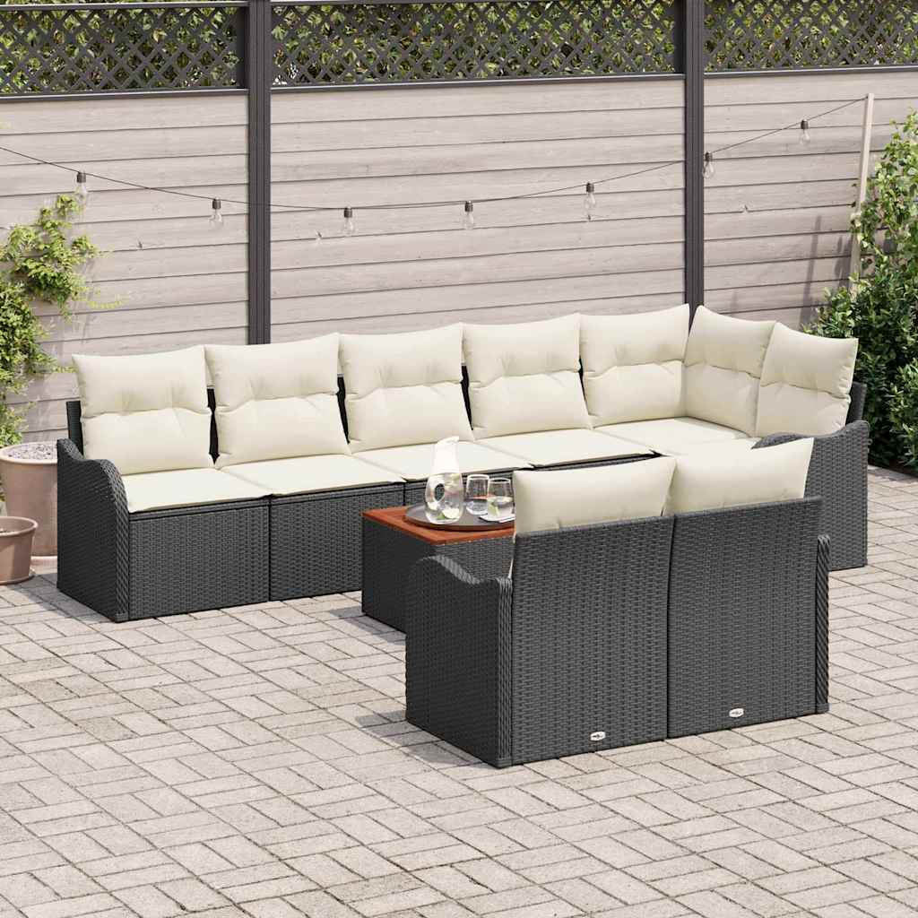Garten-Sofa-Set 9 pcs Schwarz und Weiß