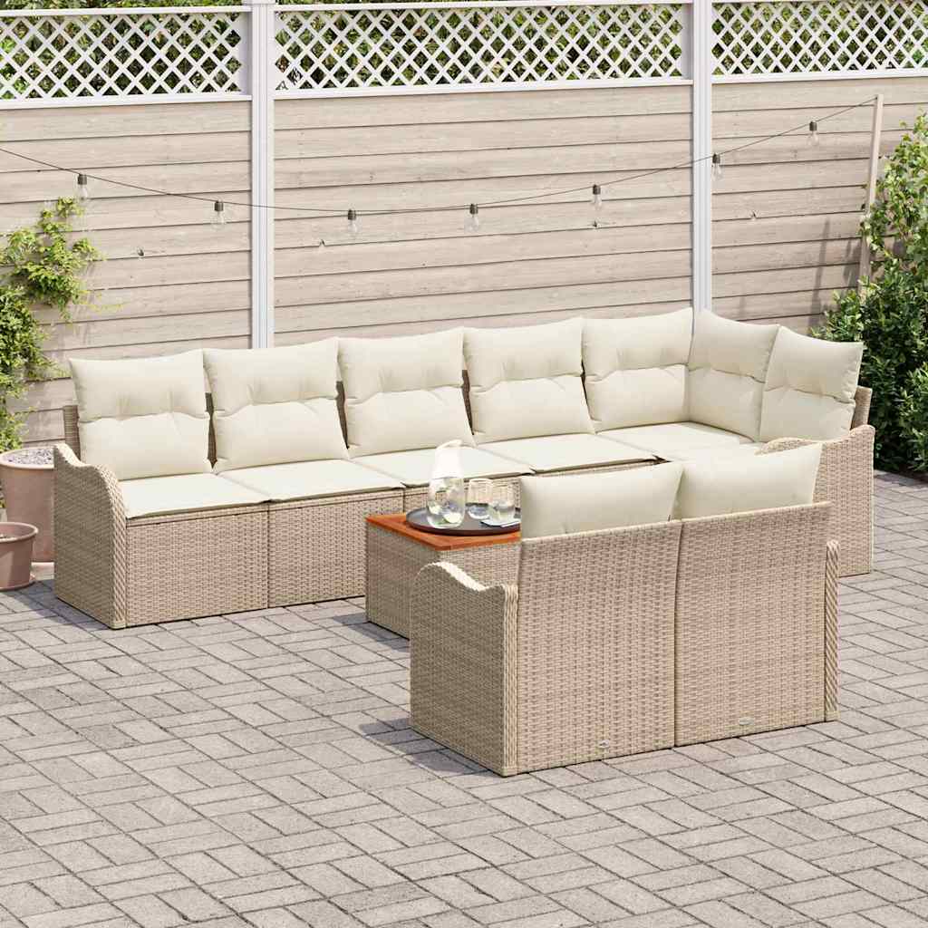 Garten-Sofa-Set 9 pcs Beige und Weiß