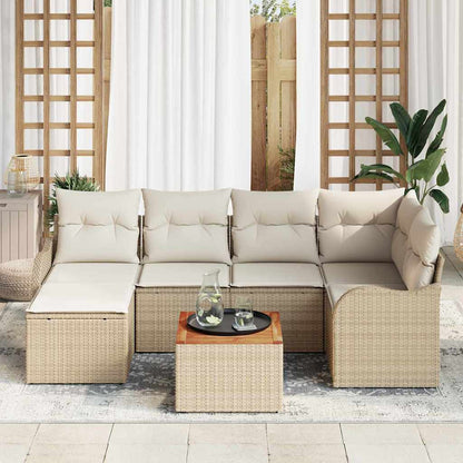 Garten-Sofa-Set 7 pcs Beige und Weiß