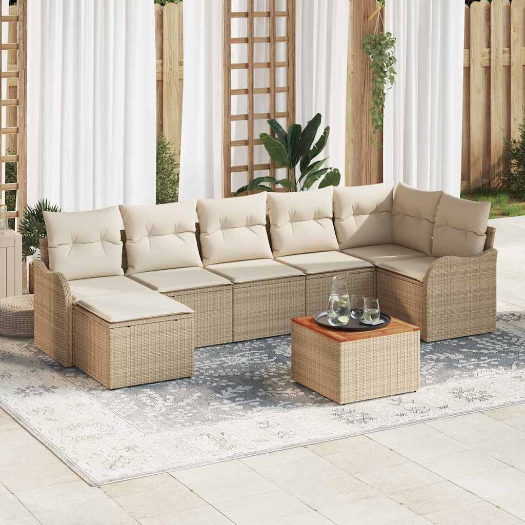 Garten-Sofa-Set 8 pcs Beige und Weiß