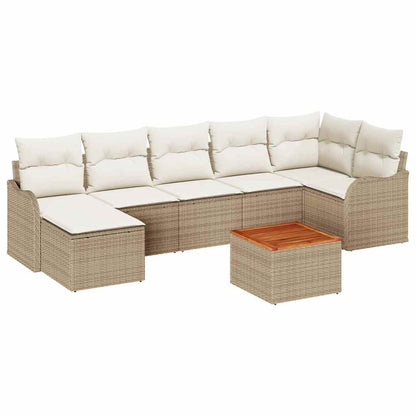Garten-Sofa-Set 8 pcs Beige und Weiß