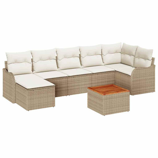 Garten-Sofa-Set 8 pcs Beige und Weiß