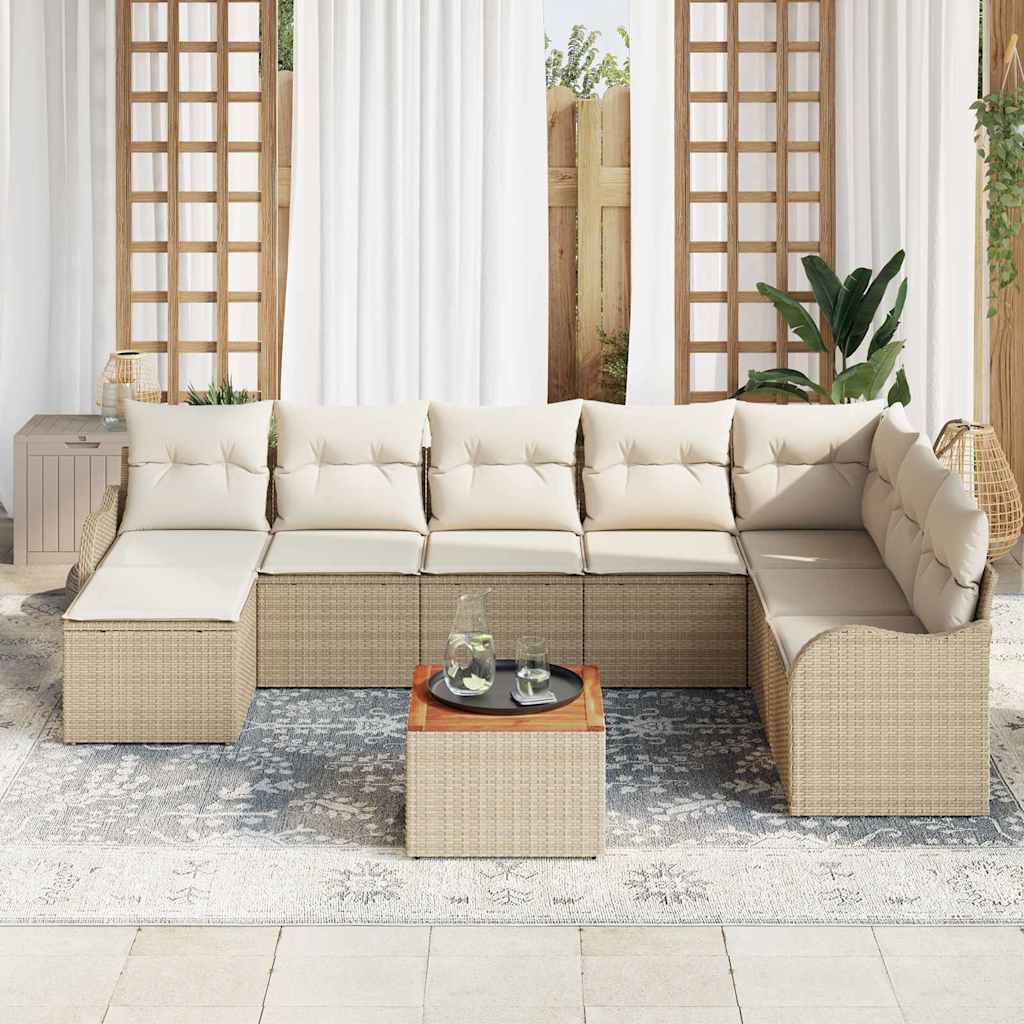 Garten-Sofa-Set 9 pcs Beige und Weiß