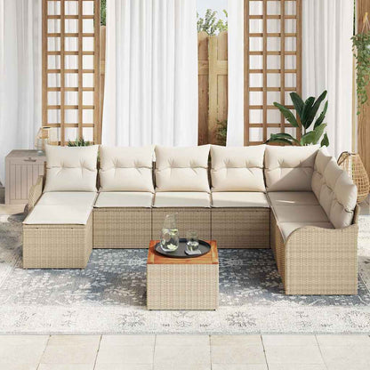 Garten-Sofa-Set 9 pcs Beige und Weiß