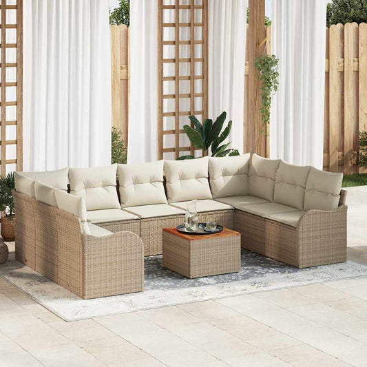 Garten-Sofa-Set 10 pcs Beige und Weiß