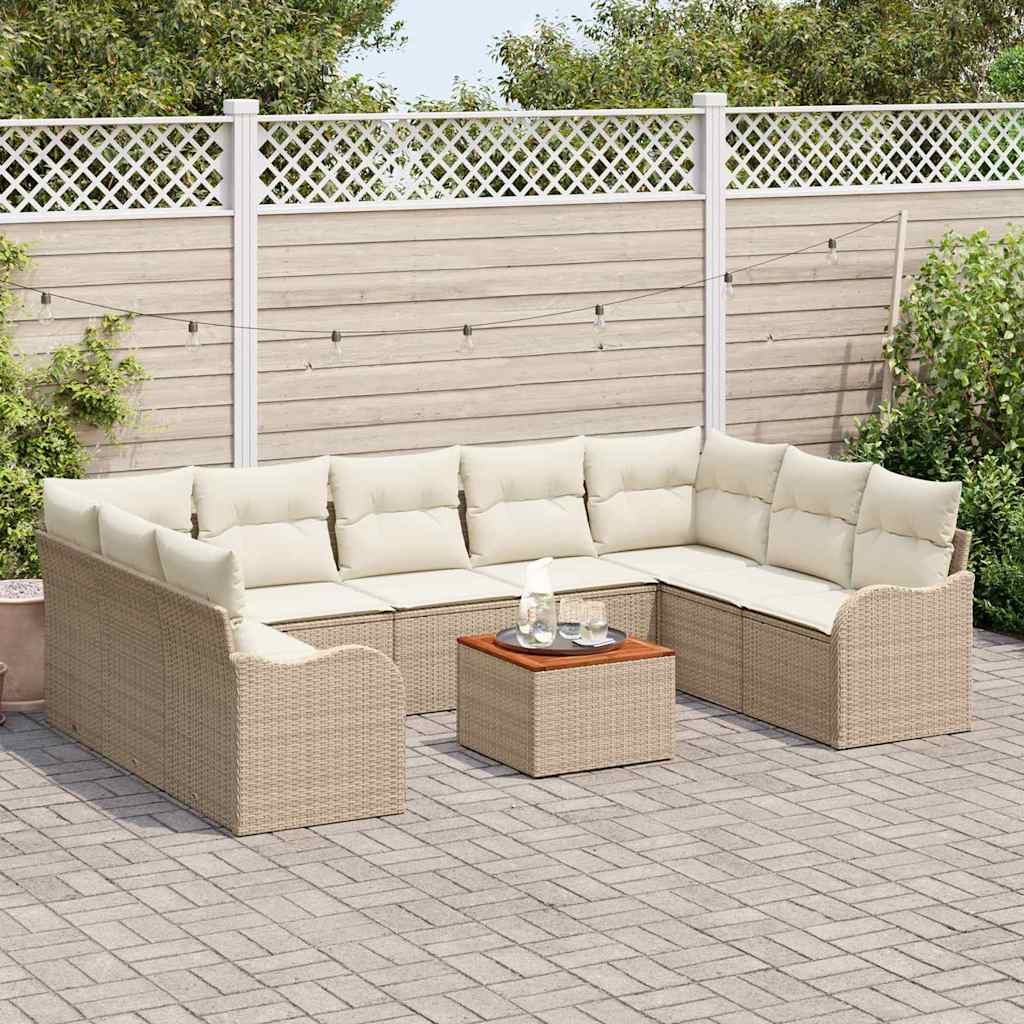 Garten-Sofa-Set 10 pcs Beige und Weiß