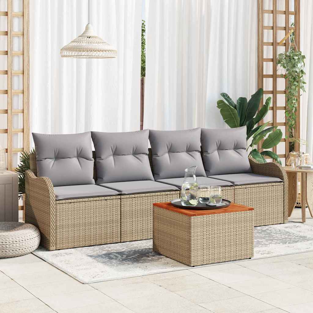 Garten-Sofa-Set 5 pcs Beige und Hellgrau