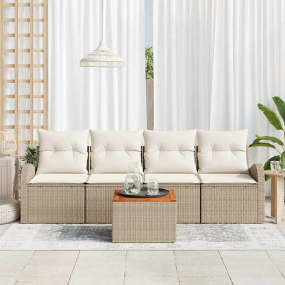 Garten-Sofa-Set 5 pcs Beige und Weiß