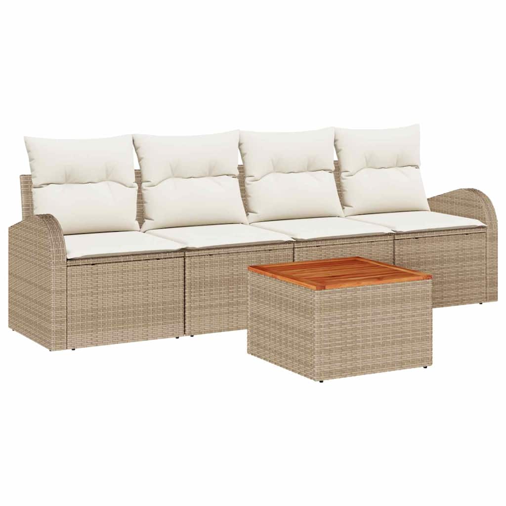 Garten-Sofa-Set 5 pcs Beige und Weiß