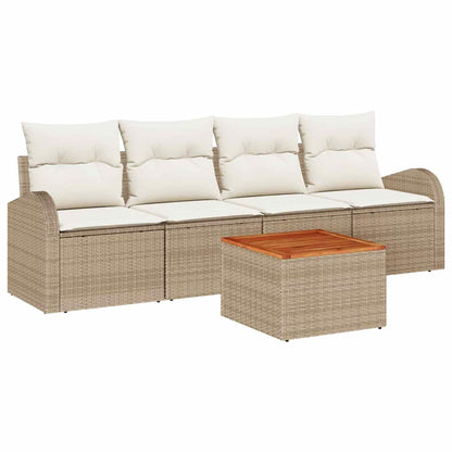 Garten-Sofa-Set 5 pcs Beige und Weiß