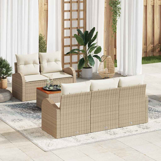 Garten-Sofa-Set 6 pcs Beige und Weiß