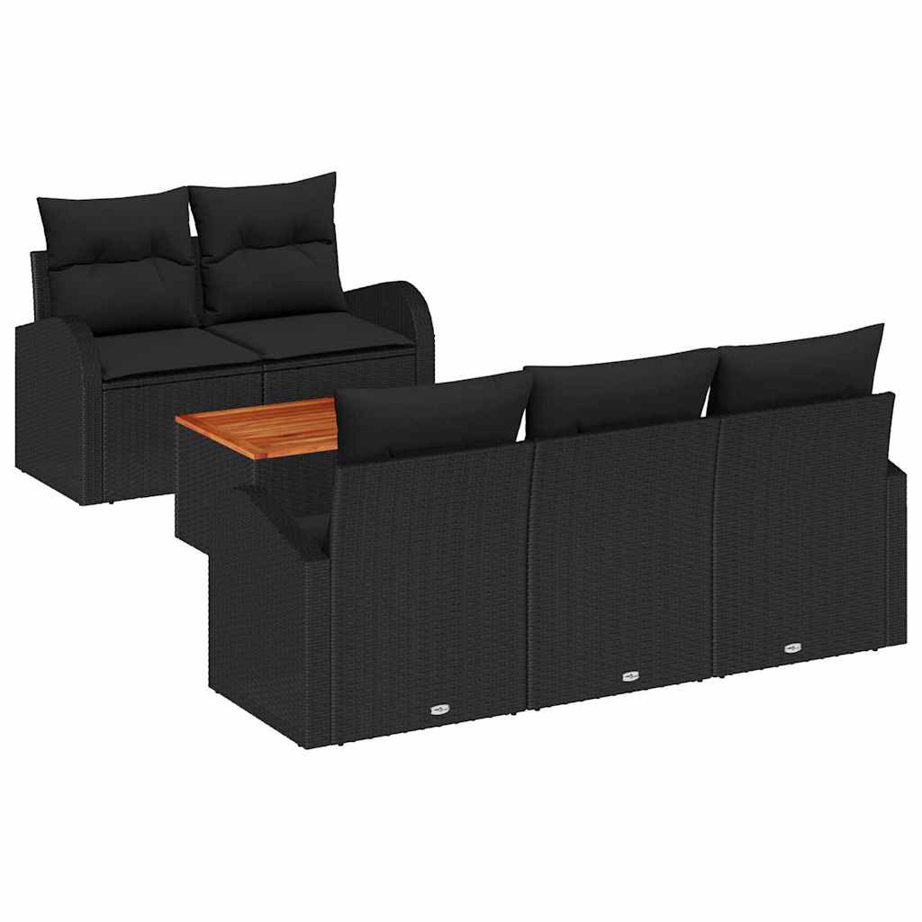 Garten-Sofa-Set 6 pcs Schwarz