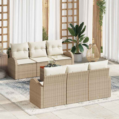 Garten-Sofa-Set 7 pcs Beige und Weiß