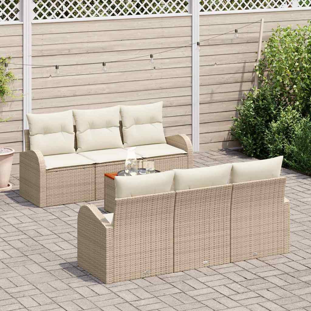 Garten-Sofa-Set 7 pcs Beige und Weiß