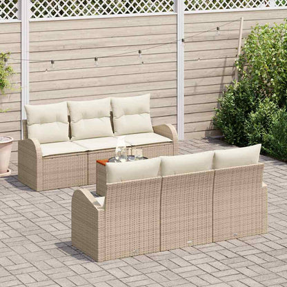 Garten-Sofa-Set 7 pcs Beige und Weiß