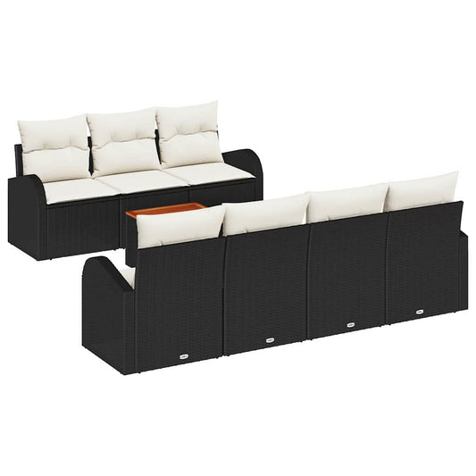 Garten-Sofa-Set 8 pcs Schwarz und Weiß