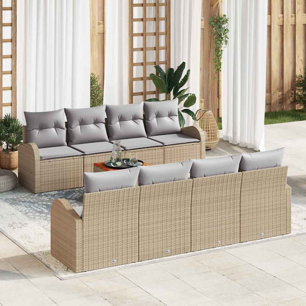 Garten-Sofa-Set 9 pcs Beige und Hellgrau