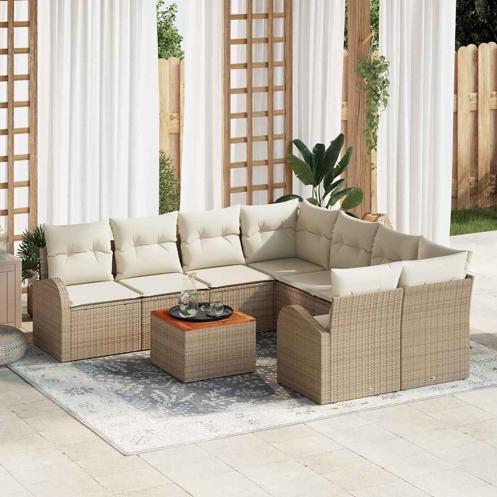 Garten-Sofa-Set 9 pcs Beige und Weiß