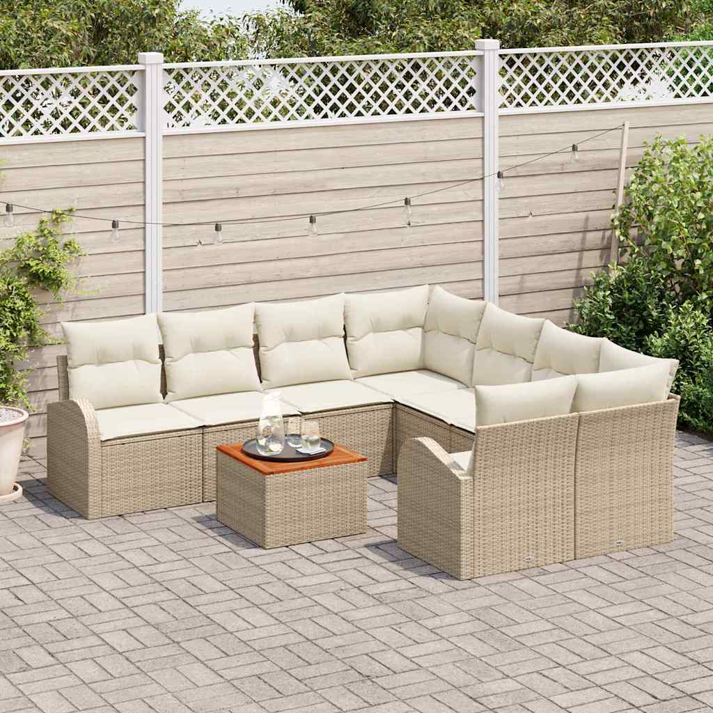 Garten-Sofa-Set 9 pcs Beige und Weiß