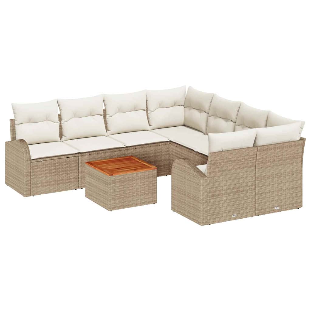 Garten-Sofa-Set 9 pcs Beige und Weiß