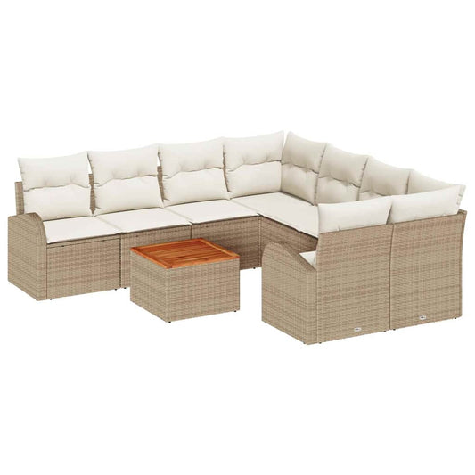 Garten-Sofa-Set 9 pcs Beige und Weiß