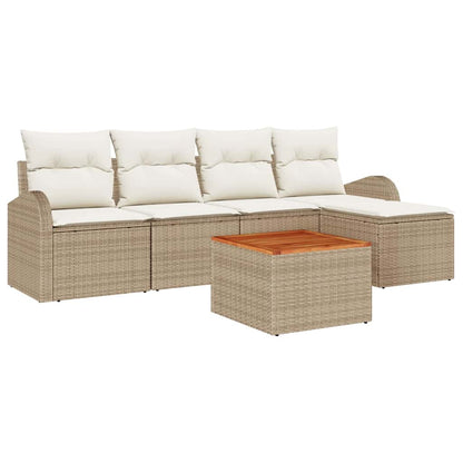 Garten-Sofa-Set 6 pcs Beige und Weiß